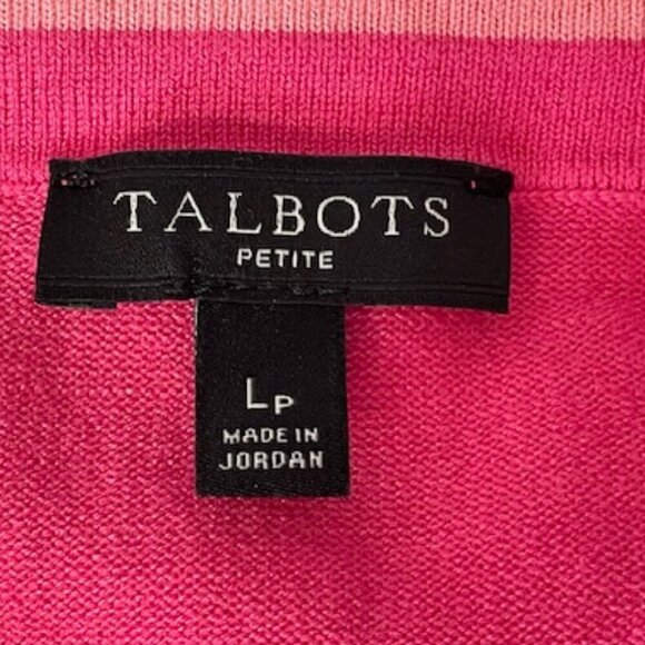 TALBOTS Charming Cardigan Bi Color Pink 3/4 Sleeve Sweater - Picture 9 of 16